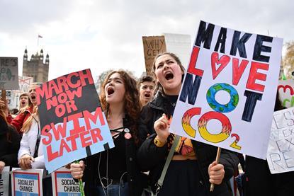 A photo of young people at a climate change protest