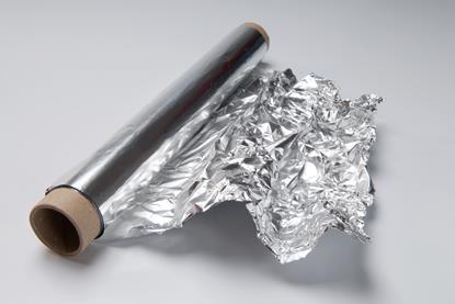 A photograph of a roll of aluminium foil