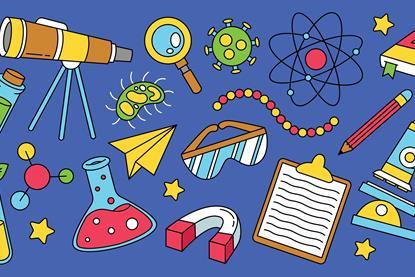 cartoon of science objects