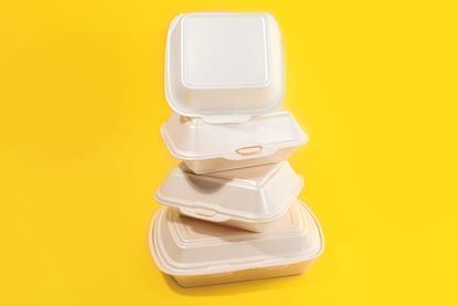 A pile of polystyrene takeaway food containers