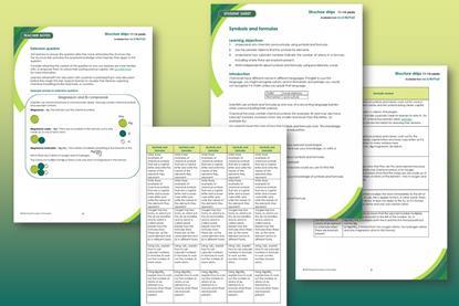 Example pages from the worksheet and teacher notes that make up this resource including cut-out structure strips