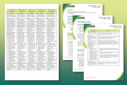 A collection of screenshots of the teacher notes and student sheet