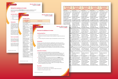 Screenshot images of teacher notes and student sheet