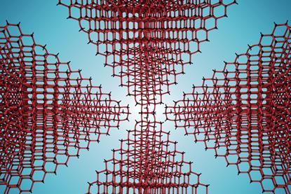 A model of a diamond molecular structure flipped in four directions