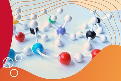 Molecular models composed of various coloured spheres representing different atoms connected by white rods, symbolising chemical bonds
