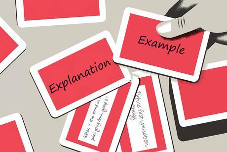 A hand with some flash cards