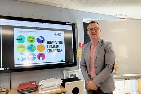 Derek Rodger in his classroom