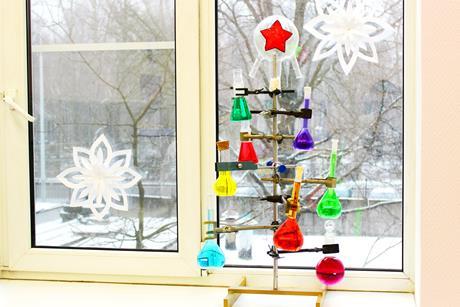 A Christmas tree made from lab equipment