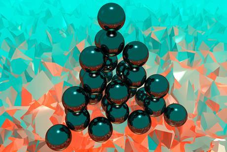 Stacked spheres showing the molecular structure of a diamond
