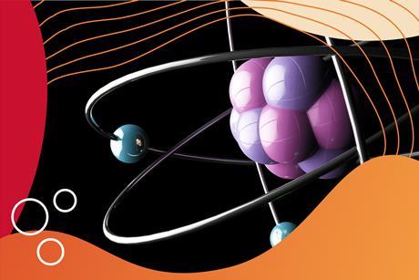 Artistic model of an atom with nucleus and electron shells