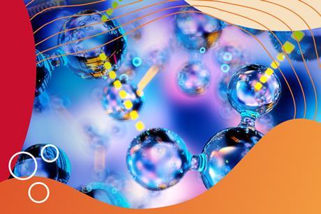 Digital art representing intermolecular forces between covalently bonded molecules