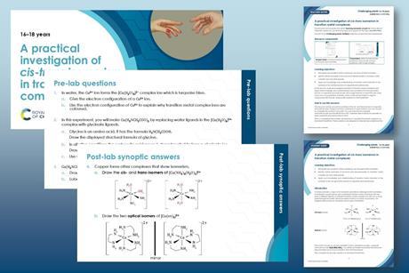 Example slides and pages from teacher and technician notes and the student sheet that make up this resource