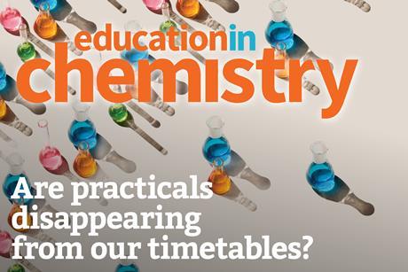 A preview of the EiC September 2025 issue cover, with laboratory glassware filled with colourful solutions.