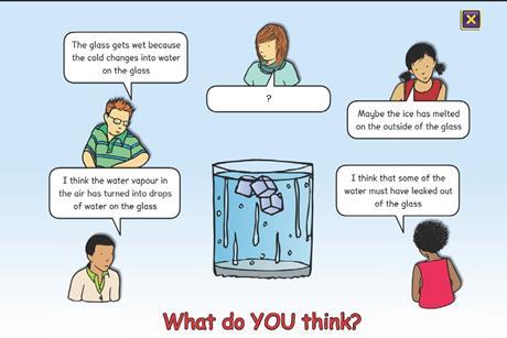 Preview of a cartoon with students asking questions about condensation