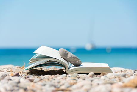 A book on a beach