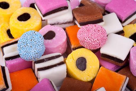 A close up photo of liquorice allsorts sweets
