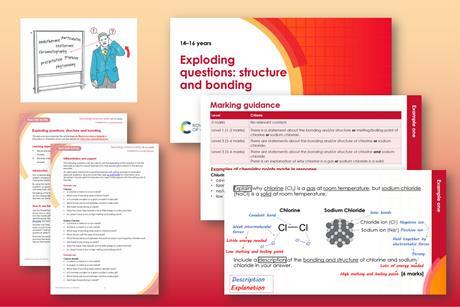 Example pages from teacher notes and example slides from the presentation that make up this resource