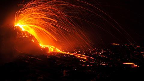 Explosions in the crater of Erta Ale volcano in Ethiopia