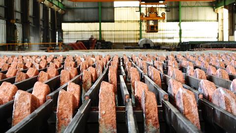 Copper ore in a warehouse
