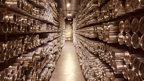 An image showing an archive of ice cores