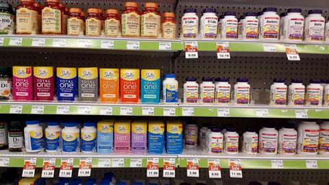 Shop shelves with food supplements