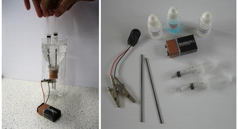 Homemade electrolysis cell with carbon fibre electrodes