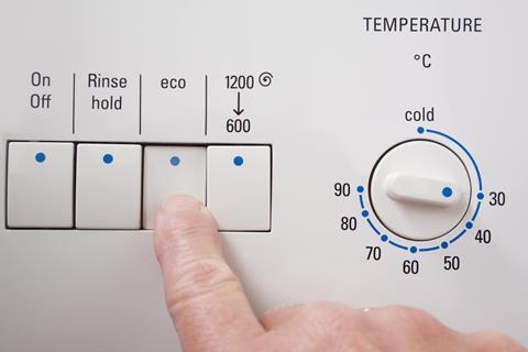 An image showing the menu of a washing machine, which has an eco wash option
