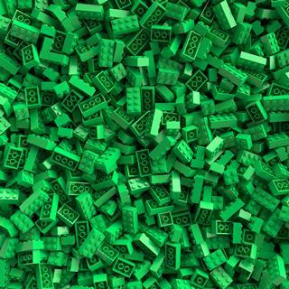 Large pile of green lego bricks