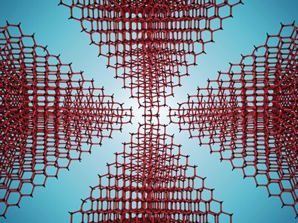 A model of a diamond molecular structure flipped in four directions