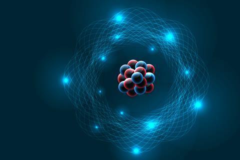 An illustration showing an atomic model