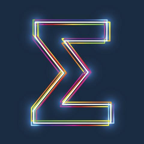 Greek letter sigma, capitalised, in neon