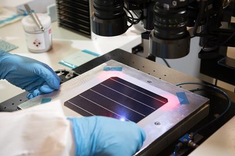 A solar cell from Oxford PV's lab