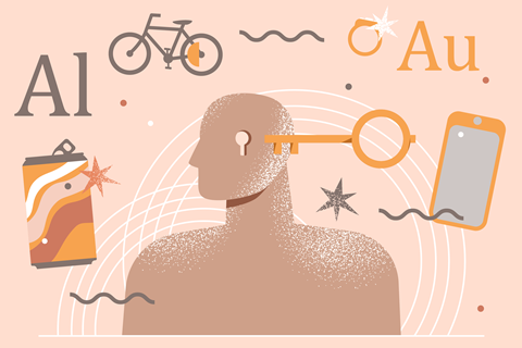 An illustration of of a key unlocking a head with aluminium and gold and their everyday uses