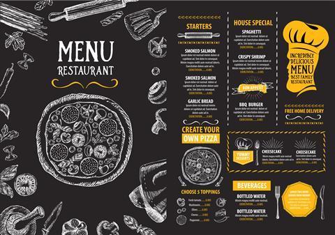 A restaurant menu