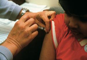 A child being vaccinated