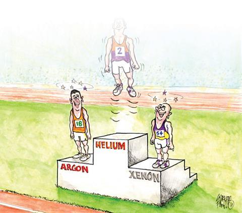 Cartoon depicting doping with noble gases