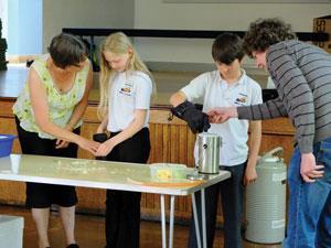 Children try some chemistry experiments