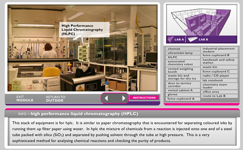 A screenshot of the interactive synthetic lab tour from the ABPI website