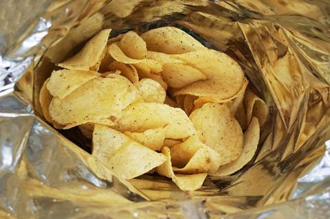 An image showing the inside of a bag of potato crisps