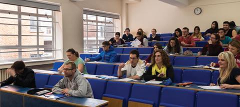 Students in a lecture theatre