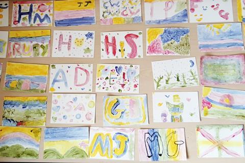 A collection of brightly painted pictures