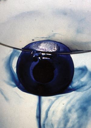 Sodium-potassium alloy showing blue solvated electrons