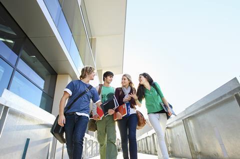 Students on a university campus