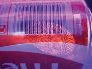 Fingerprint on a drinks can