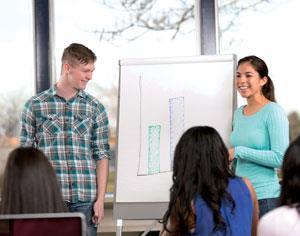 Two students giving a presentation