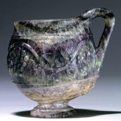 The Barber Cup - a first century Roman vessel carved from a single piece of fluorspar (fluorite)
