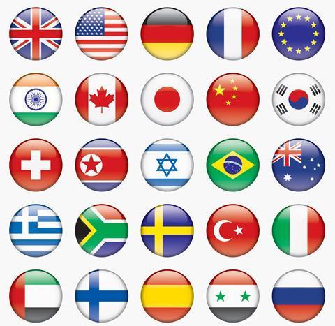 Flags from various countries