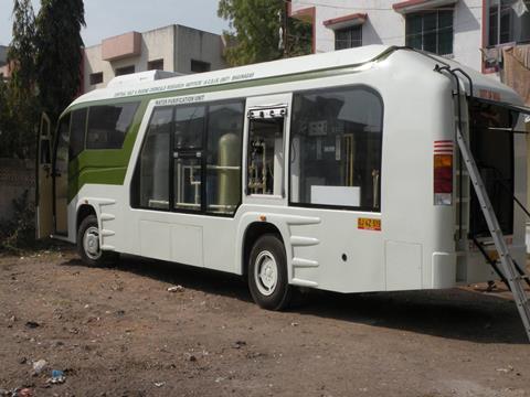 Bus refitted to carry water purification equipment