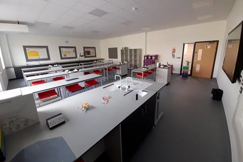 An empty chemistry classroom