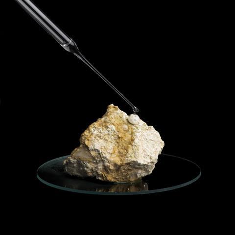 An image showing limestone reacting with acid
